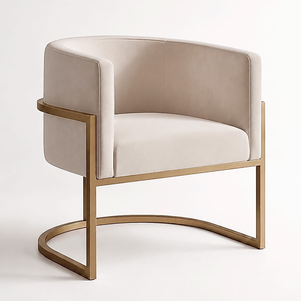 Poltrona Decorativa Cadeira Para Sala Quarto Varanda Recepção Veludo Moderna Luxo Com Base de Metal