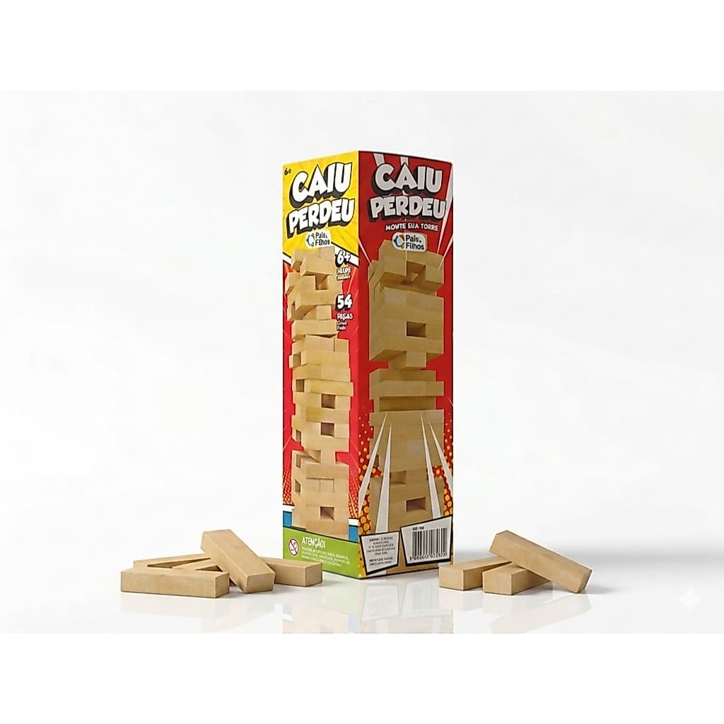 Jogo Caiu Perdeu Madeira 54 Peças Torre Equilíbrio Jenga Educativo Infantil Família