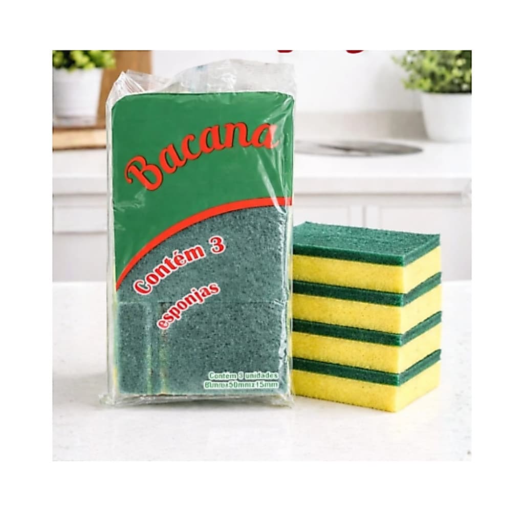 Esponjas de Louça Esponflora Dupla Face Multiuso -  Pacote com 3 Unidades