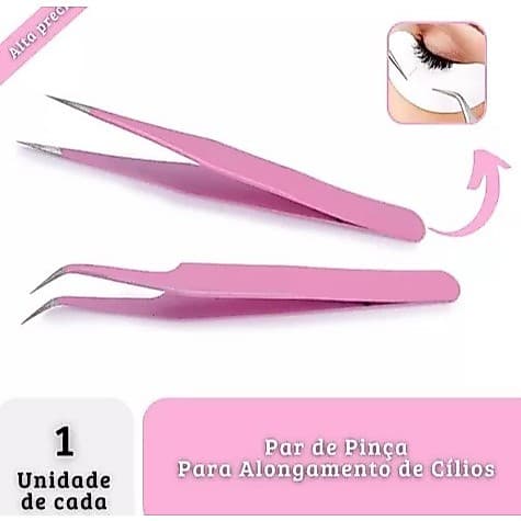ANA1108 KIT 2 unidades Pinça Curva De Precisão Para Alongamento Cílios Extensão