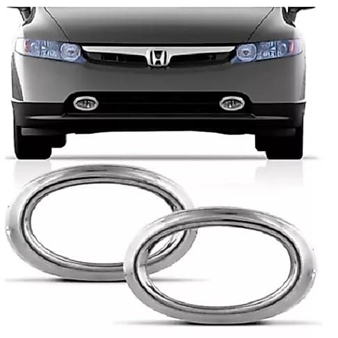 Par Moldura Aplique Aro Cromado Farol New Civic 2005 A 2009