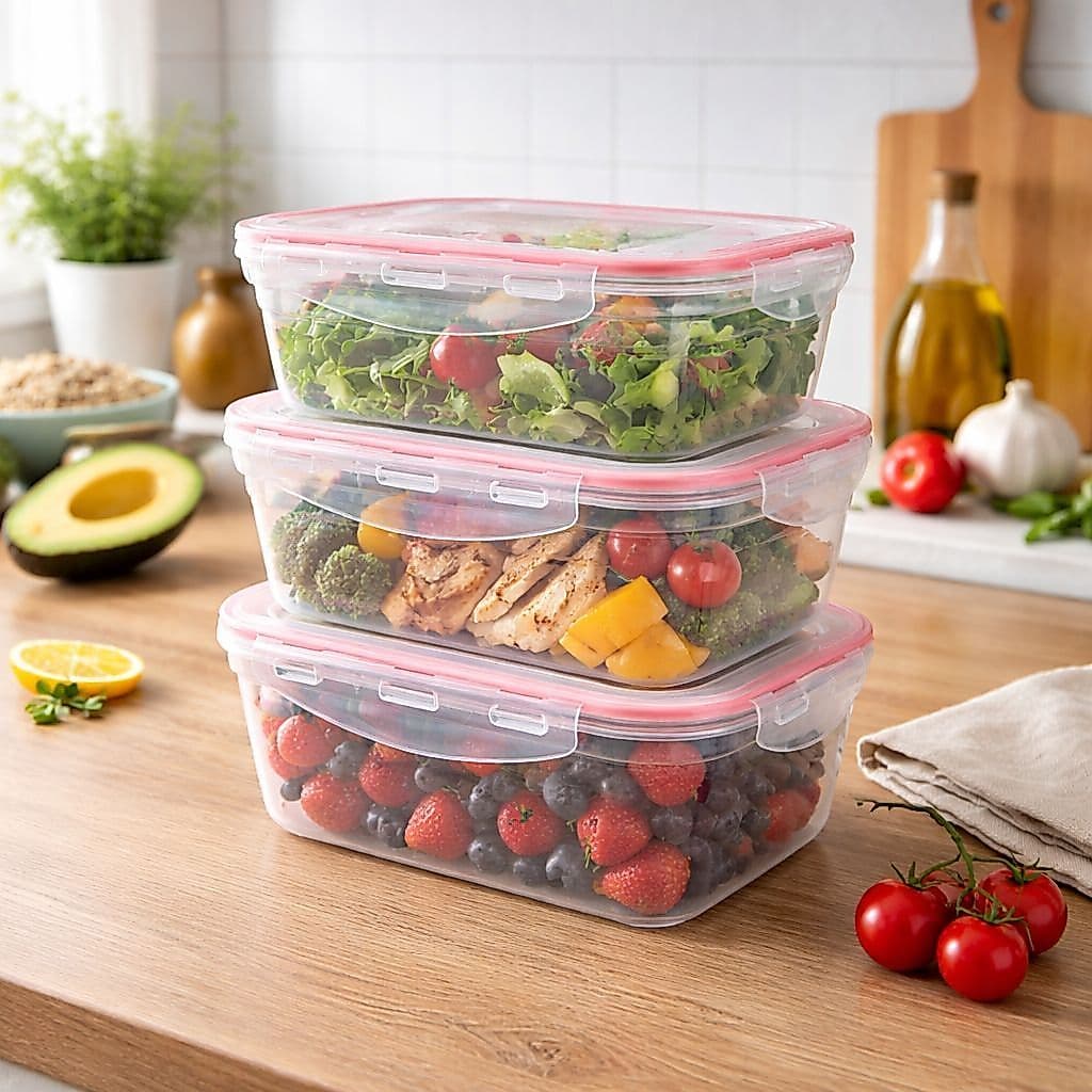 Kit de Potes Herméticos Marmitas Com Travas Freezer e Micro-ondas