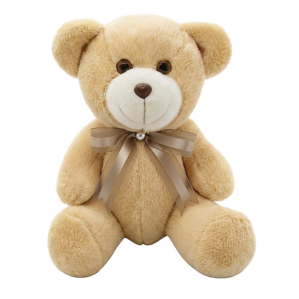 Urso de Pelúcia Articulado Com Laço 25cm Sentado Decoração Quarto Infantil