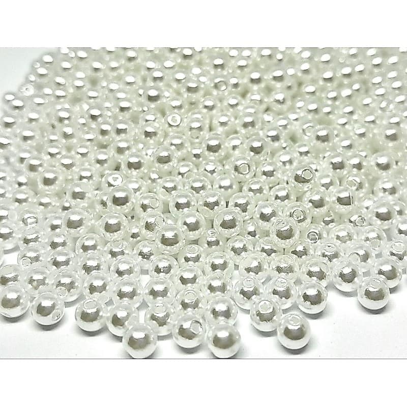 Perola Inteira Abs com furo  6mm - Cor Branca - 500 gramas pacote - Artesanato