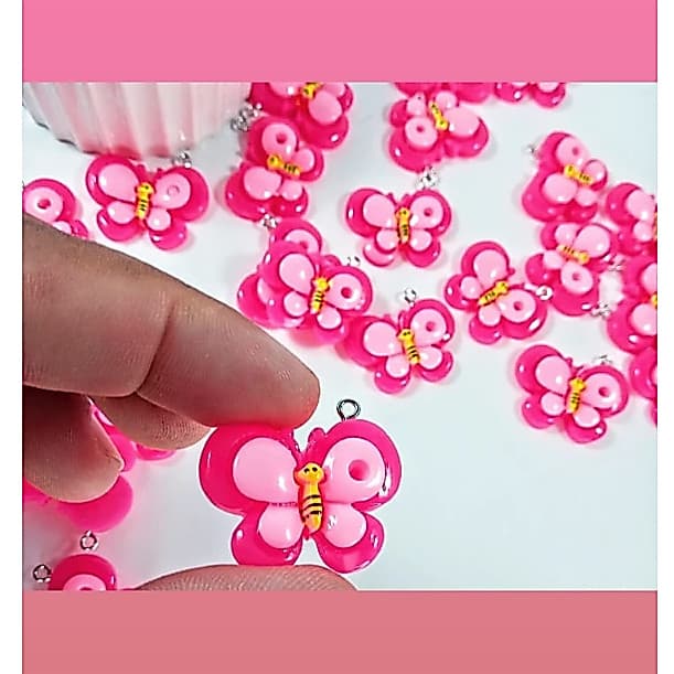 5 peças pingentes De Borboleta Simples Com Estilo Pulseira em resina 32mmx22mm