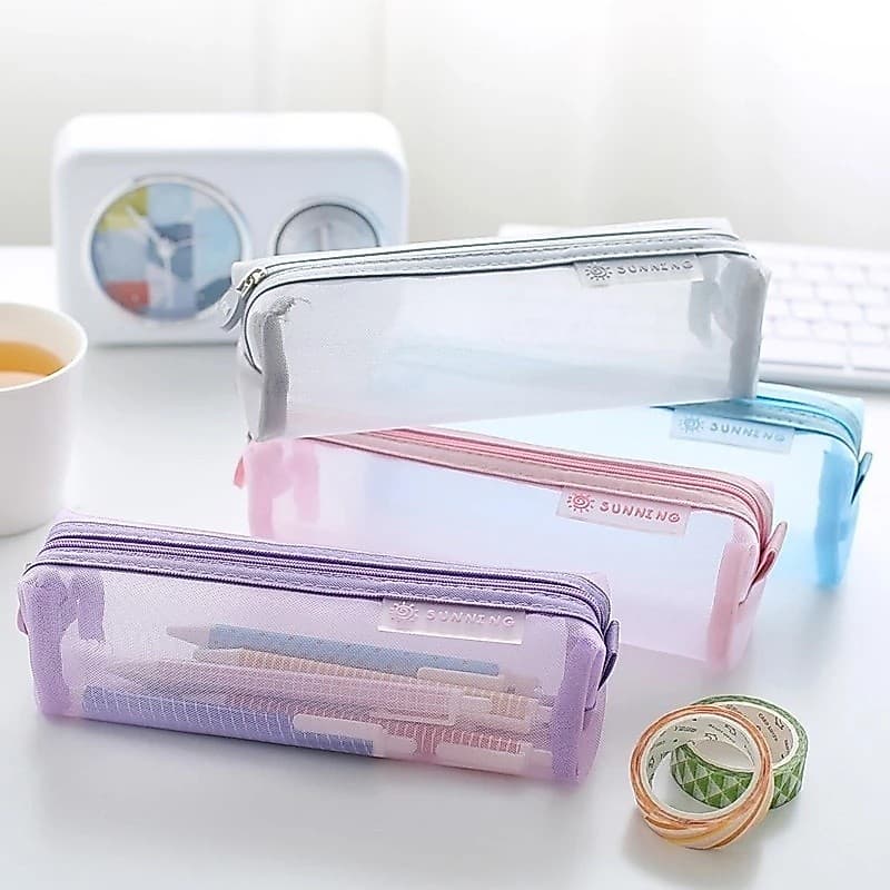Estojo de lápis de náilon de malha transparente KBX200