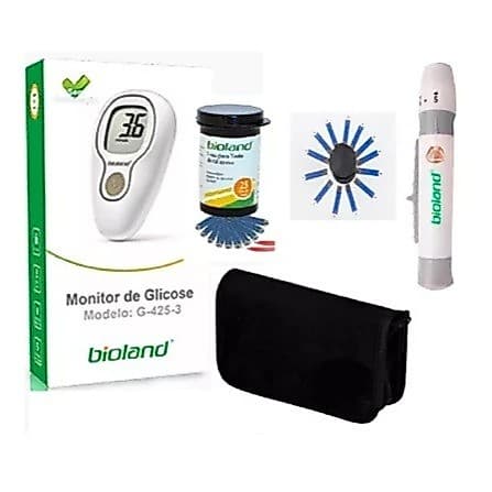 Kit Completo Bioland G425-3 – Aparelho de Glicose com Tiras, Lancetas e Bolsa