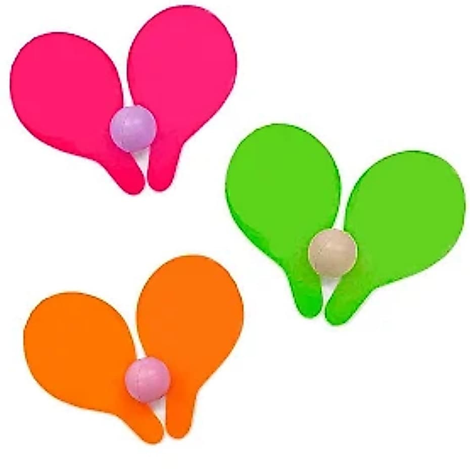 Kit 2 Raquetes e 1 Bolinha Beach Tennis Neon Mini Toys Jogo