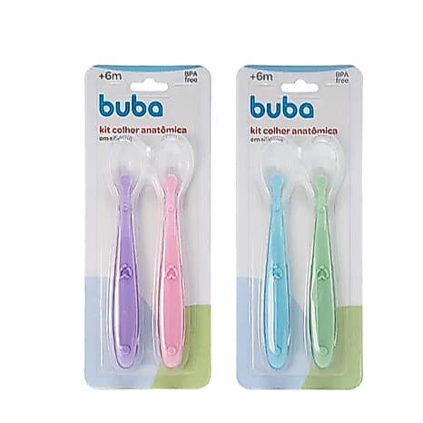 Kit 2 Colheres Anatômica para Introdução Alimentar em Silicone BUBA