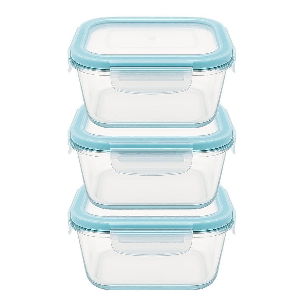 Marmita de Vidro 500ml Kit c/3 Freezer Microondas Pote Hermético com Tampa Cozinha