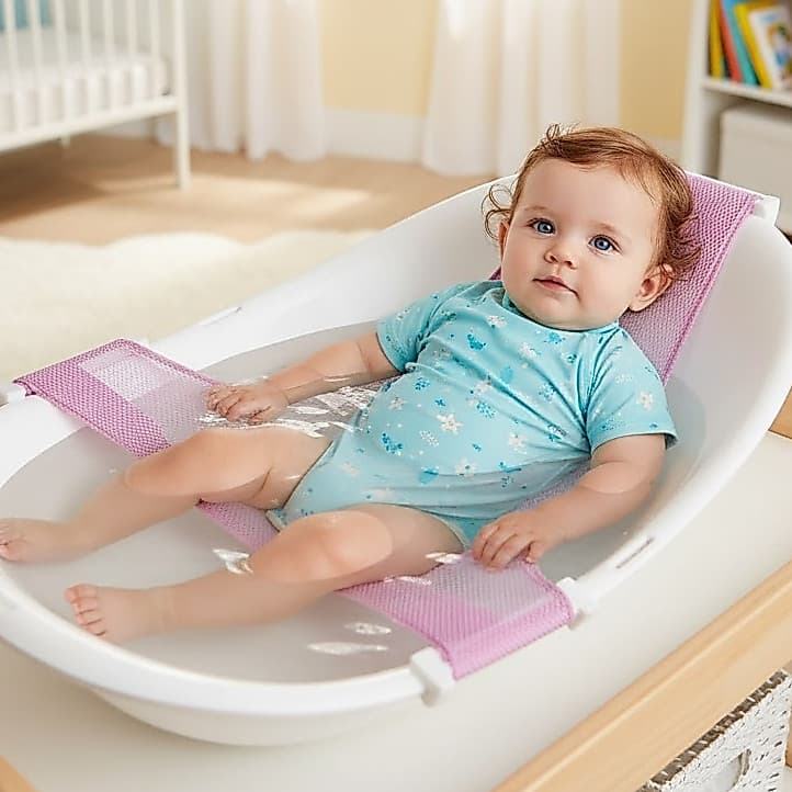 Assento de Banho para Bebê com Rede Ajustável e Antiderrapante - Várias Cores