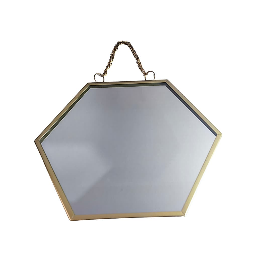 Espelho Decorativo De Ambiente Emoldurado Com Corrente Para Pendurar 15 x 13cm