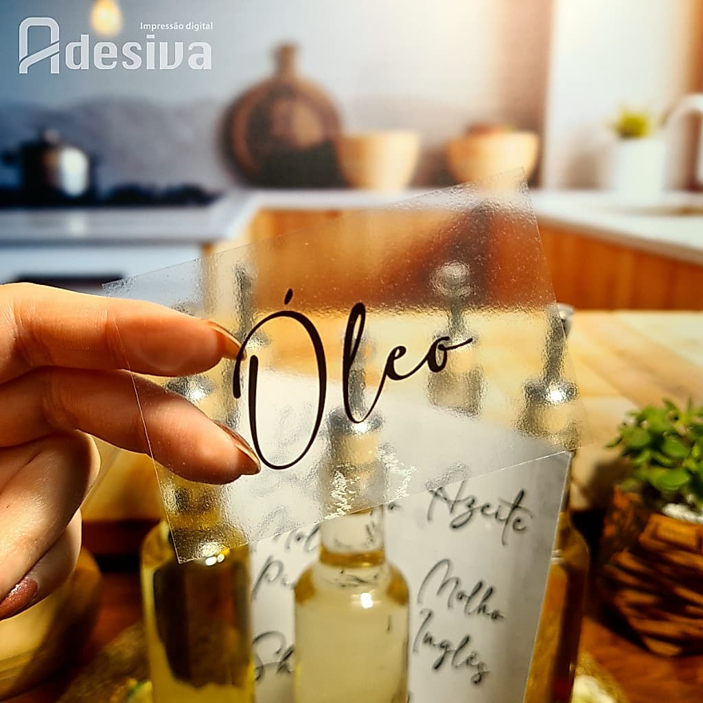 Kit 12 Adesivos Transparentes para Potes – Óleo, Azeite, Vinagre, Mel, Molho de Alho – Vinil à Prova d’Água Etiquetas