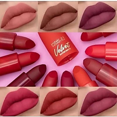 Batom Matte Velvet Pink 21 – 12 Cores Aveludadas com Alta Pigmentação e Efeito Luxuoso 💄