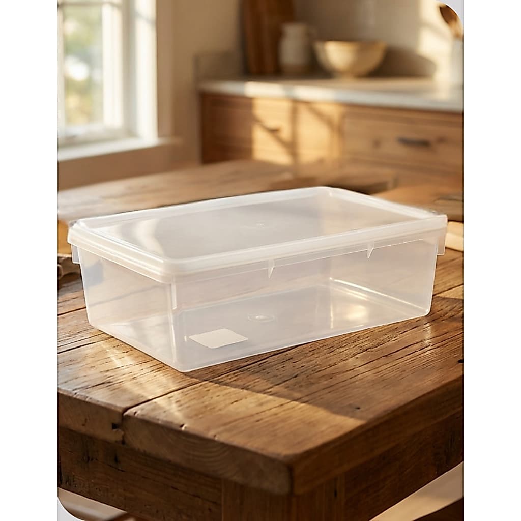 Caixa Retangular 3,5L Hermética Plasvale Pote Organizador Cozinha Empilhável Livre BPA Transparente