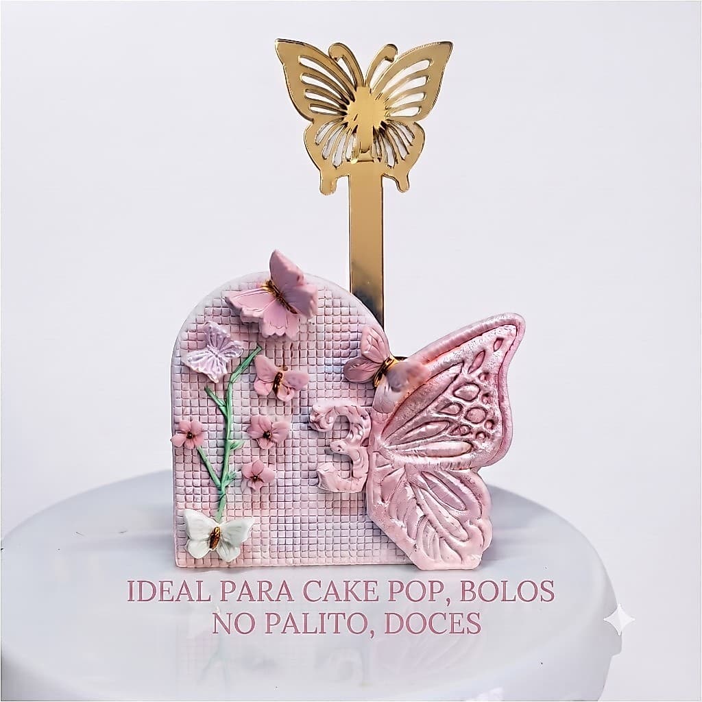 Palito Acrílico Borboleta para Topo de Bolo e Doces | Lembrancinha para Festa e Confeitaria