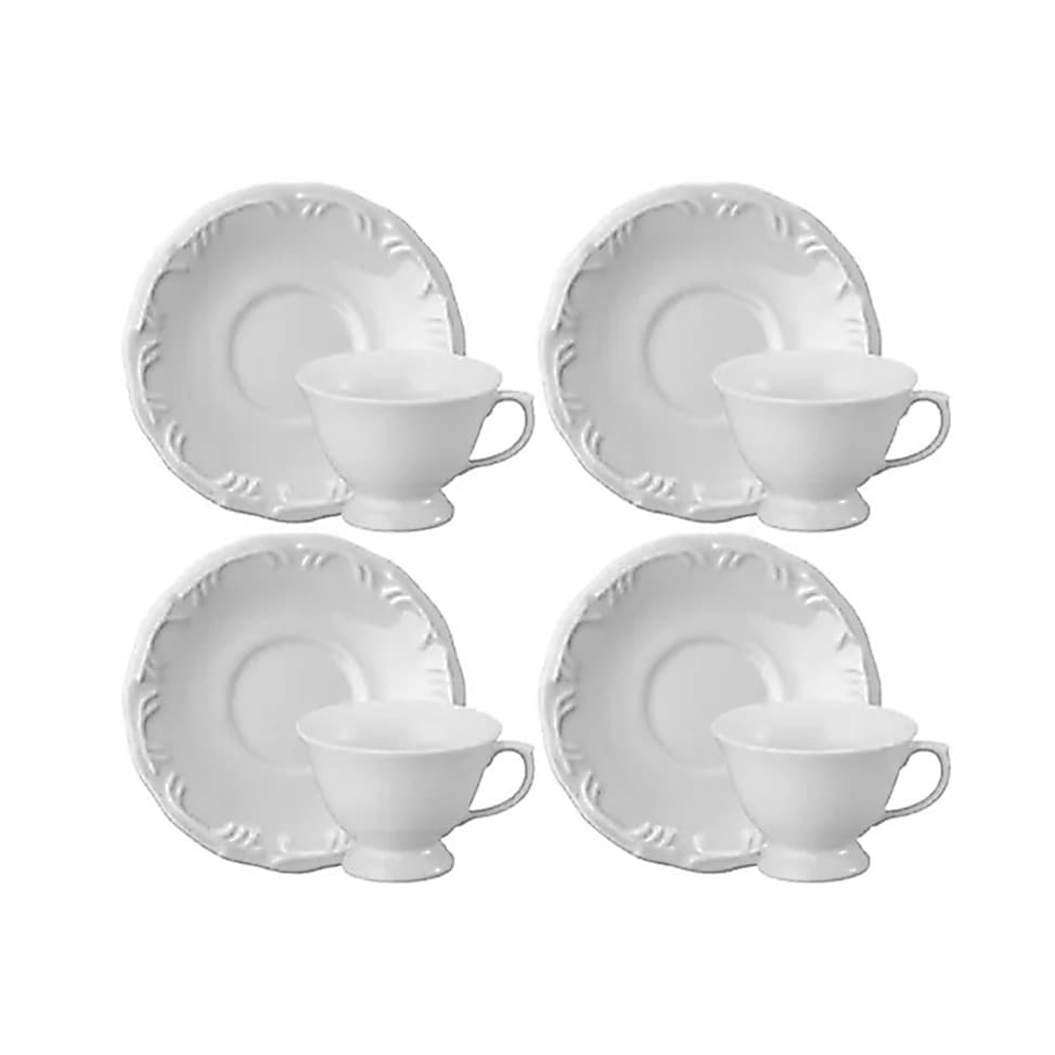 Kit 4 Xícaras Com Pires 200ml Pomerode Porcelana Schmidt 1a.