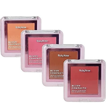 Blush Compacto Ruby Rose Alta Pigmentação  Textura Acetinada