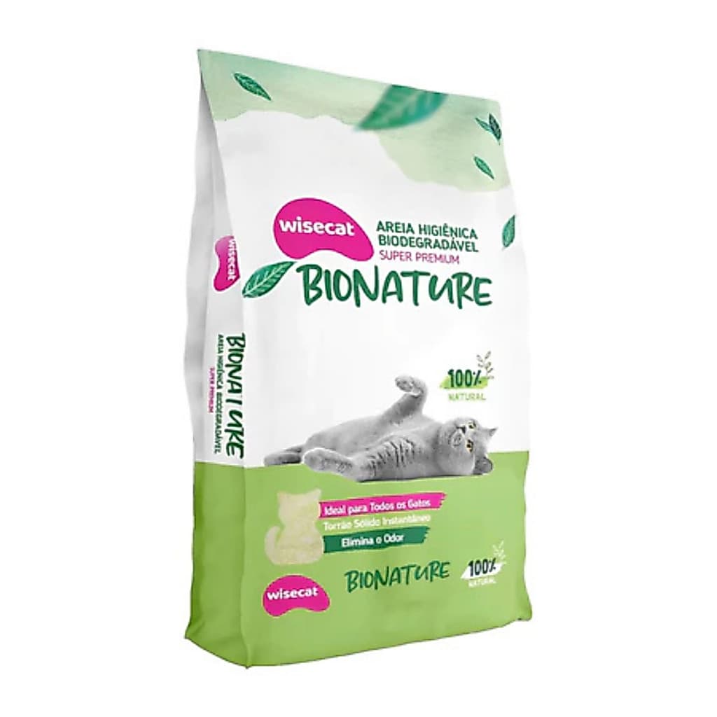 Areia Higiênica para Gatos Bionature Biodegradável 2/4/10kg – 100% Natural, Torrão Instantâneo