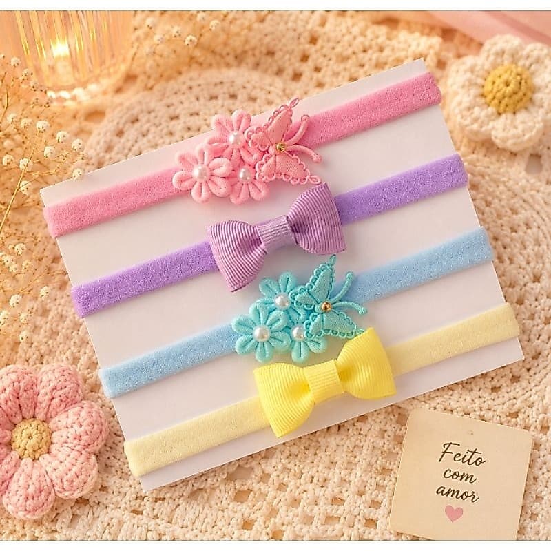 Kit lacinhos para bebê faixa de cabelo faixinhas rn laços para bebê enxoval acessórios maternidade menina tiara infantil
