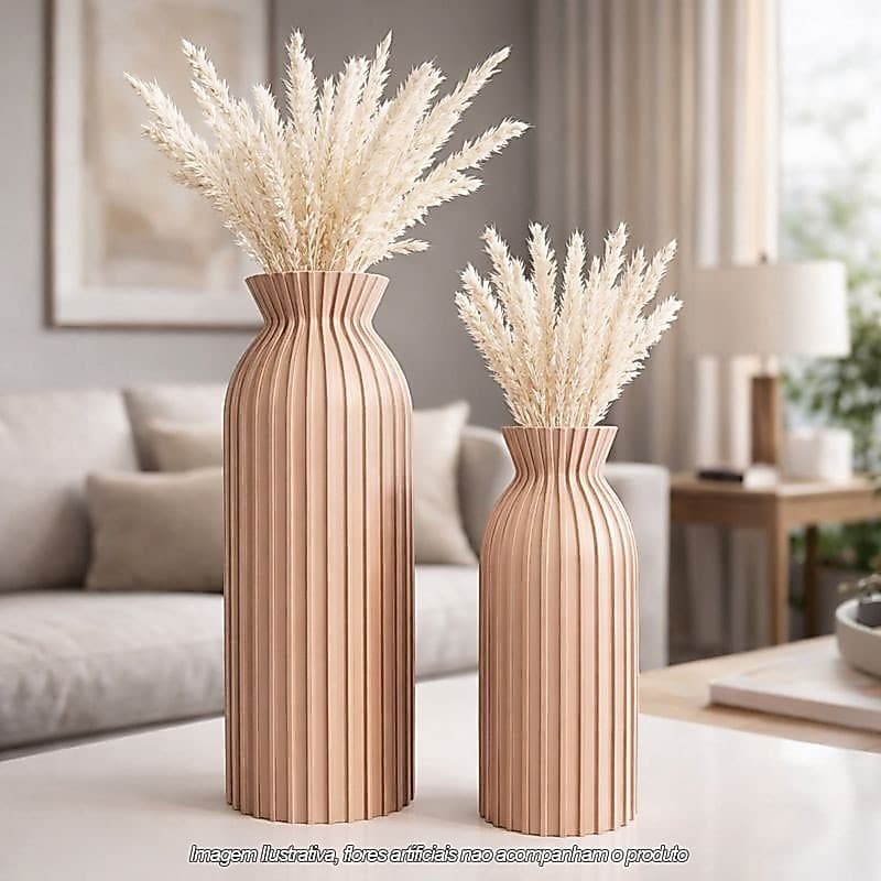 Kit 2 Vasos Decorativos Modernos – Ideal para Plantas Artificiais – Design Minimalista