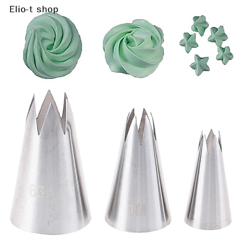Elio-t 3 Unidades De Bicos De Tubulação De Aço Inoxidável Premium Ferramenta De Decoração De Dicas De Pastelaria Russa C