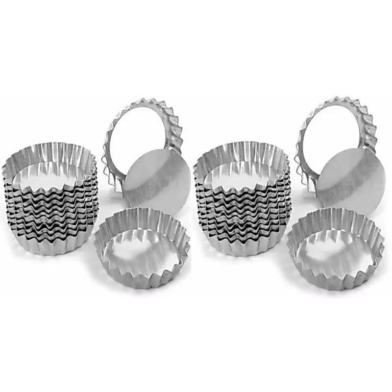 Kit Com 24 Formas Torta Maça Crespa Mini Alumínio N°6 Fundo Falso