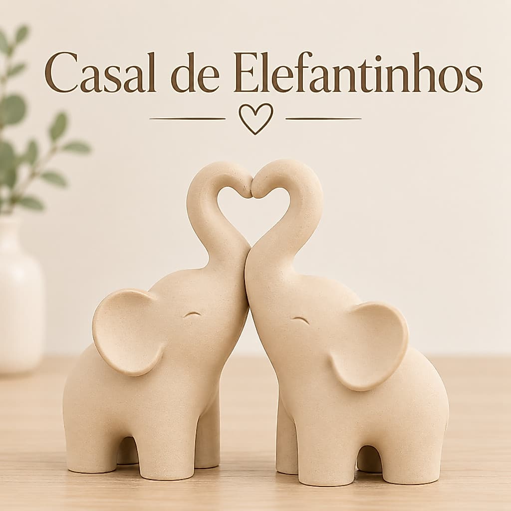 Casal de Elefantes Decorativos Amor Escultura Moderna Enfeite Sala Quarto Aparador Presente Elegante