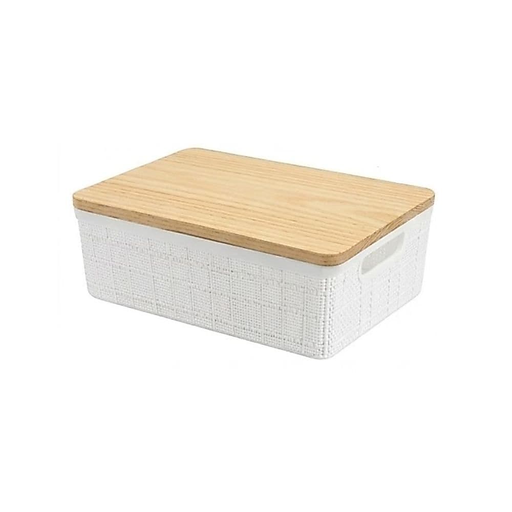Cesto Organizador Branco ou Cinza Tampa Pinus 4L