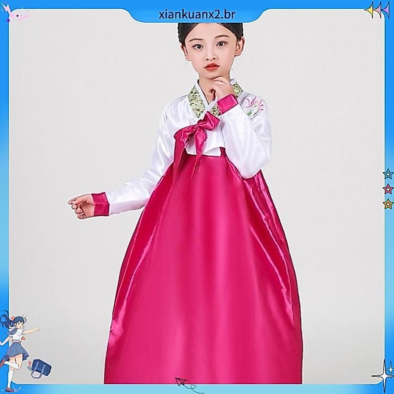 Hanbok infantil dia das crianças trajes coreanos das mulheres dos homens das crianças trajes de dança Daeongjin trajes t