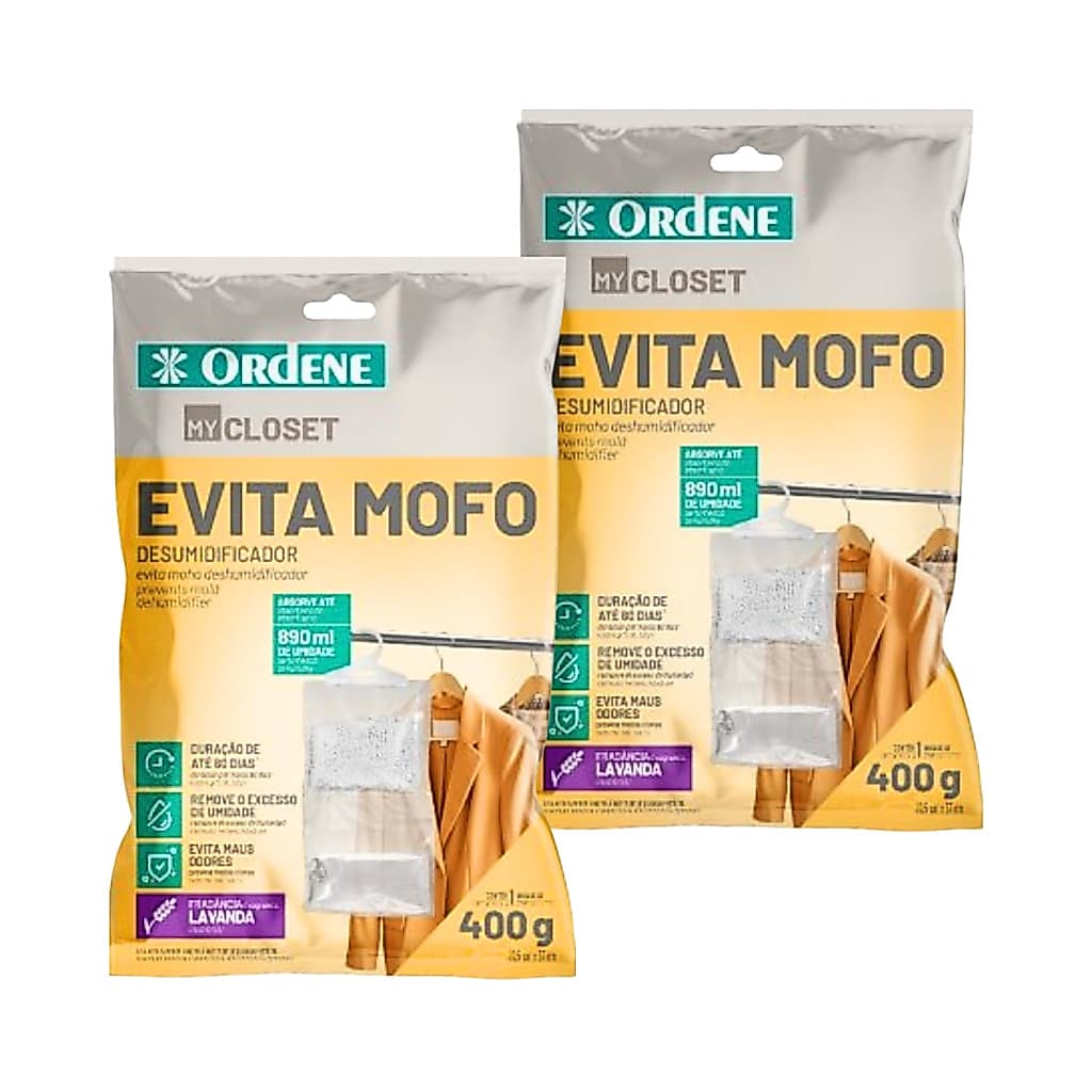 Evita Mofo Desumidificador Anti Fungo Tira Umidade Cheiro Guarda Roupa Perfumado Armário Closet 400g