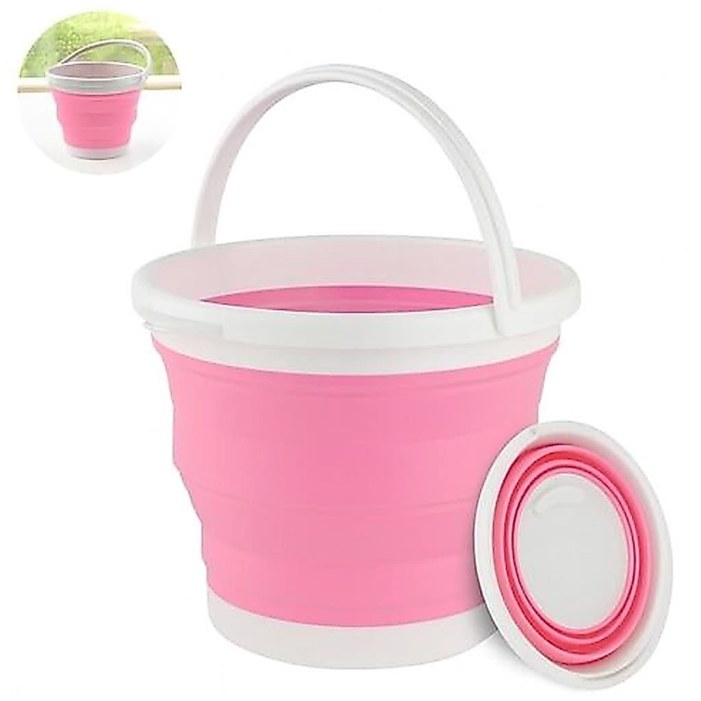 Balde Silicone Dobravel Retratil Flexivel Alça Portatil Multiuso Limpeza Faxina Casa Jardim Bacia Compacta