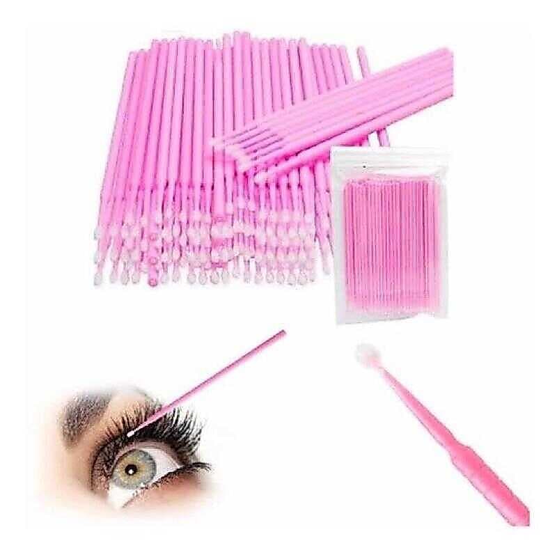 Microbrush Rosa Cotonete Alongamento Extensão Cílios Remoção