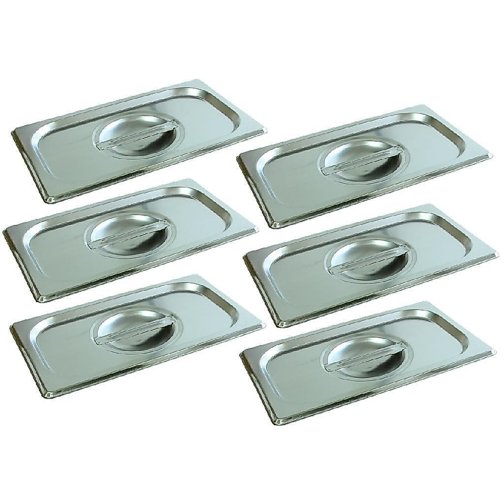 6 Tampas Para Cuba Gastronômica Gn 1/3 Inox Buffet Cozinha Prateado