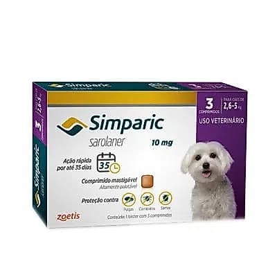 Simparic Cães de   2,6 a 5Kg - 10mg - cx com 3 compr