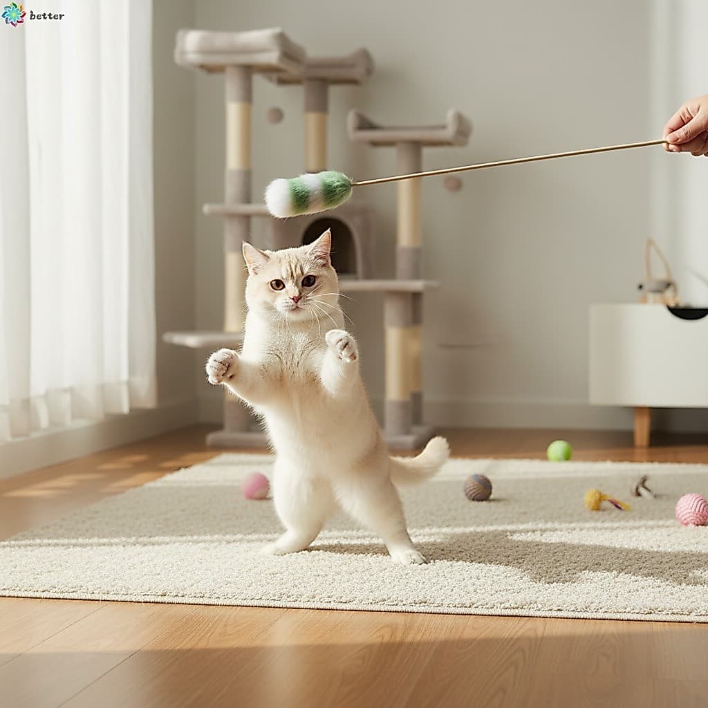 Varinha De Provocação De Gato De Pele De Coelho-Brinquedo Interativo Durável E Resistente À Mastigação Para Gatos Intern