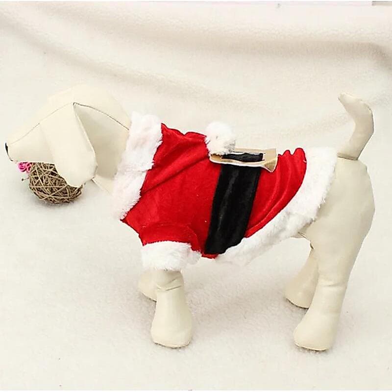 Fantasia de Papai Noel para Cães Pequenos, Casaco de Inverno com Capuz para Cães, Roupas para Filhotes e Gatos, Presente