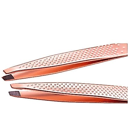 Pinça de Sobrancelha Profissional Mundial BC-514 Rose Gold Ponta Diagonal Aço Inox