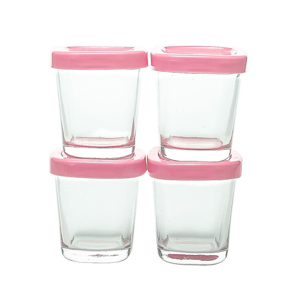 Potes de Armazenamento para Alimentos Clingo - 4 Unidades Rosas