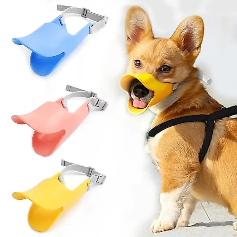 Focinheira de Silicone Ajustável para Cães, Máscara Anti-Mordida e Anti-Latido para Animais de Estimação Pequenos e Gran