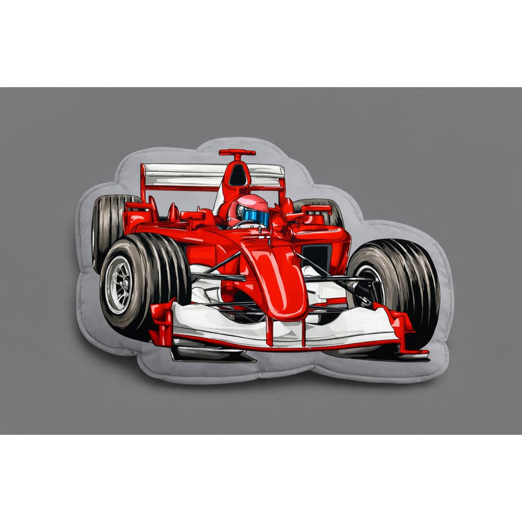 Almofada Decorativa Fórmula 1 Carro de Corrida 3D – Almofada Recortada Temática F1