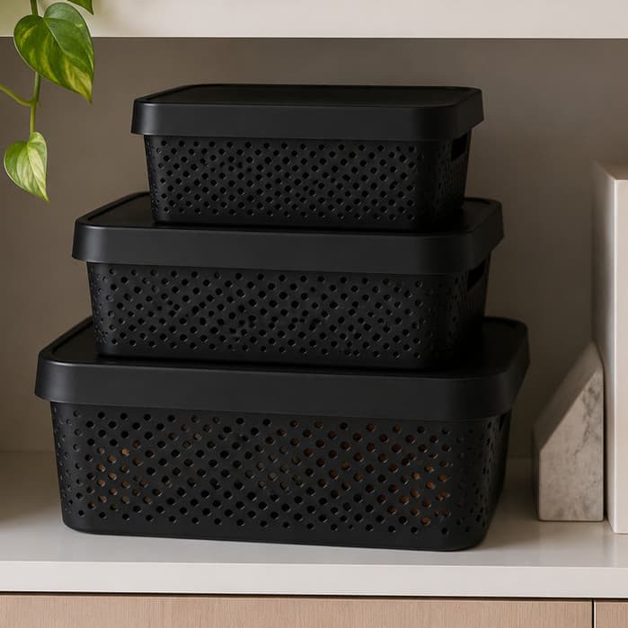 Caixas Organizadoras Pequena Media Grande 4,5,11,17 Lt Cor Preto