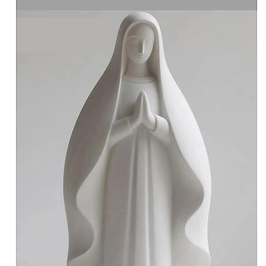 Imagem Decorativa Nossa Senhora Mármore Branco para Sala Quarto Casa Momento de Fé Oração Paz para o Lar 18 cm