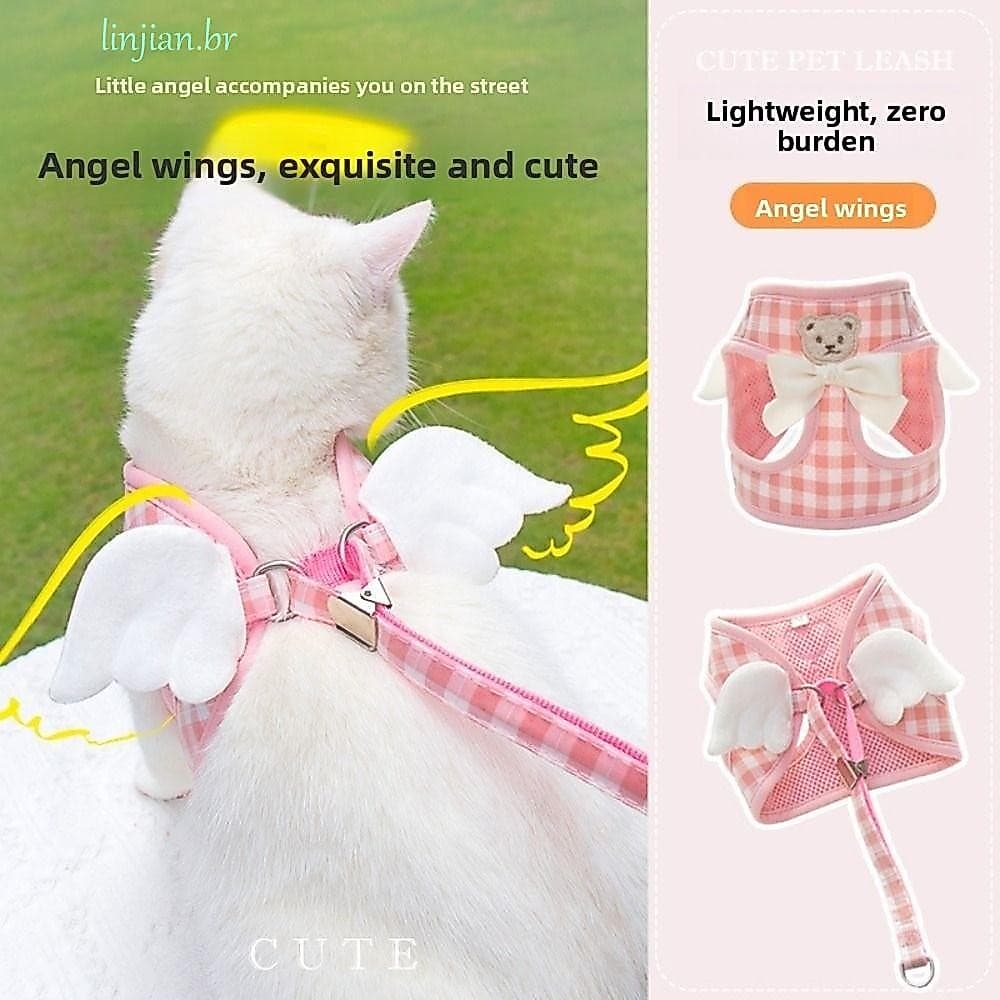Conjunto De Arnês Para Cães E Gatos LINJIAN , Colete De Corda Ajustável Respirável , Com Trela À Prova De Fuga