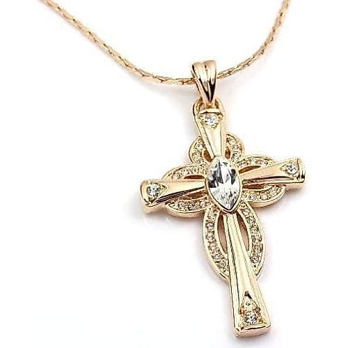 Colar com Pingente de Cruz em Zircônia Cúbica Banhado a Ouro Amarelo e Ródio da FC JORY para Mulheres e Homens