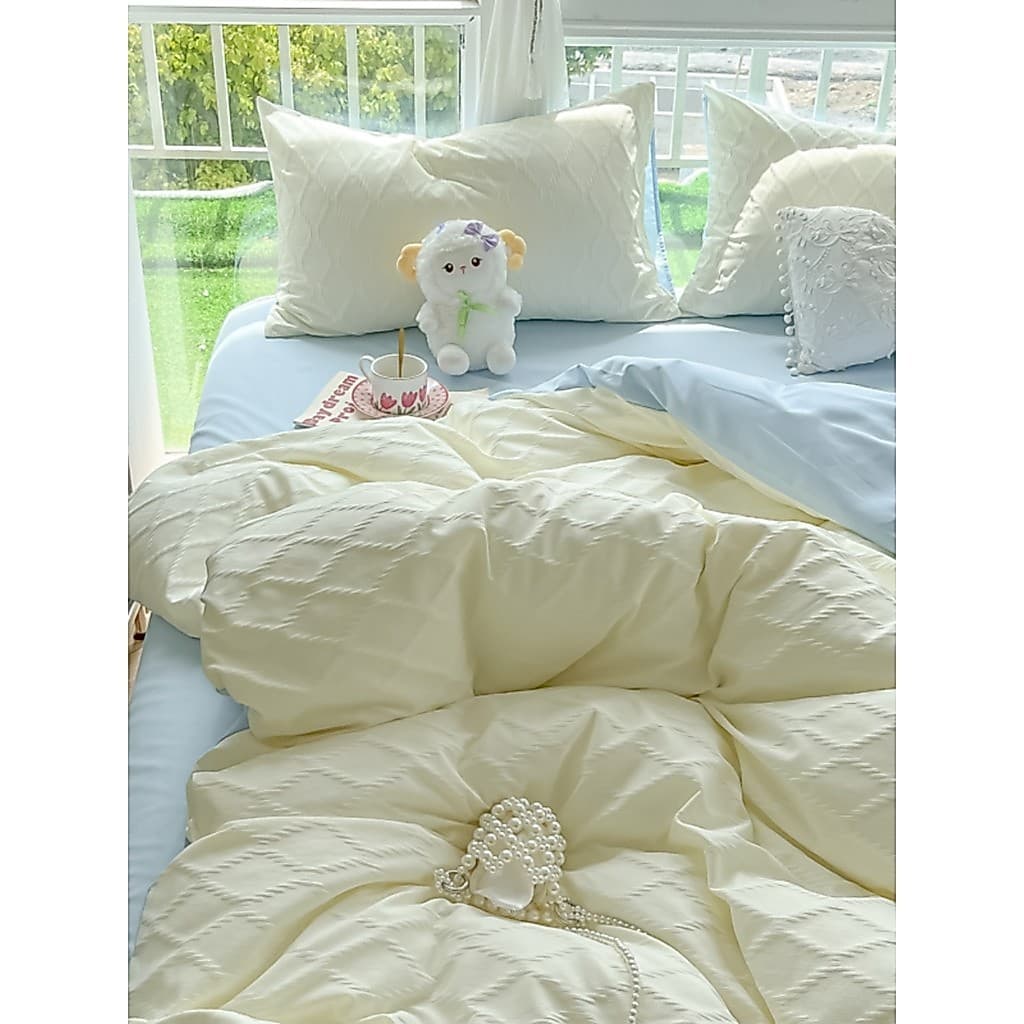 Seersucker cama de algodão lavado conjunto de quatro peças não todo algodão puro menina coração lençol capa de edredão d