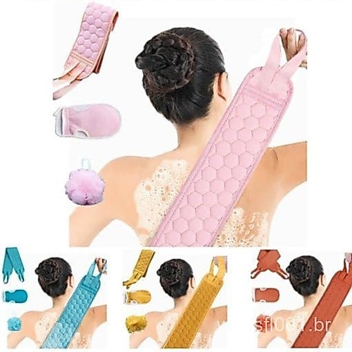 Conjunto com 3 Esponjas para Banho Limpeza e Higiene Corporal Facil e Rapido Lançamento Blogueira