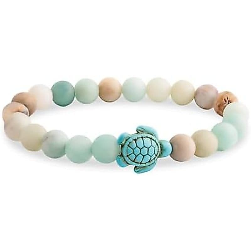 Pulseira De Pedra Natural Animal Oceano Tartaruga & amp ; Golfinho Ajustável Amizade Presentes Exclusivos Com Tema