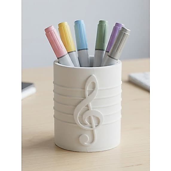 Porta Canetas Clavede Sol Organizador de Mesa Impressão 3D Escritório Estudo Música