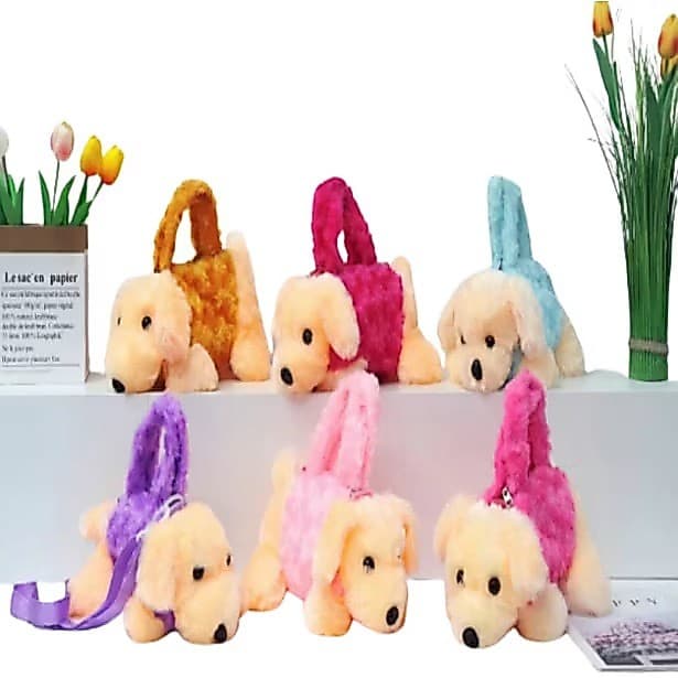 Bolsa Transversal Infantil Meninas Cachorrinho Fofo Porta Moedas Pelúcia Macia Para Passeio